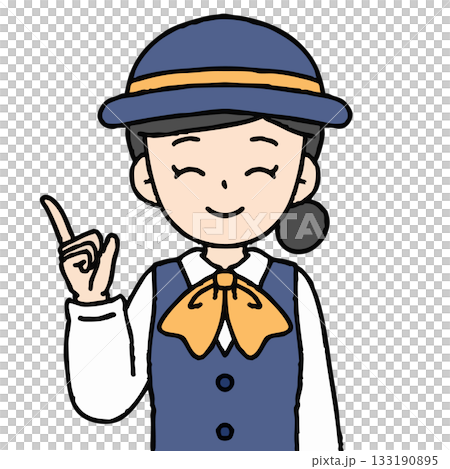 A female bus guide is giving directions 133190895