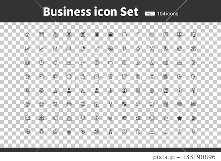 ビジネス アイコン セット 104種 モノクロ シンプル 線画 塗りあり ビジネス アイコン セット 104種 モノクロ シンプル 線画 塗りあり 133190896