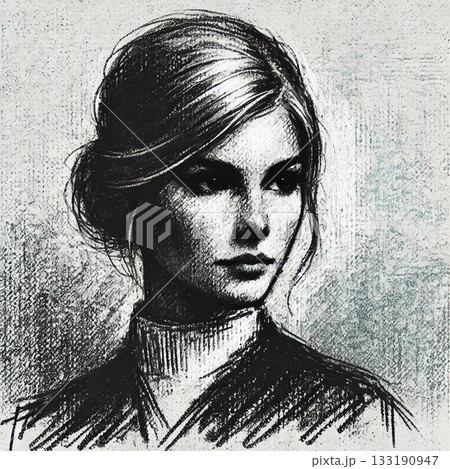 肖像画で描かれた疑問を抱く女性 133190947