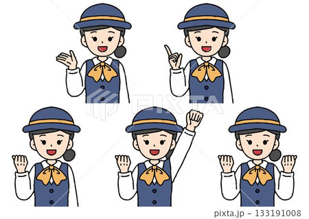 バスガイドの女性のポーズセット バスガイドの女性のポーズセット 133191008