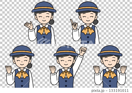 バスガイドの女性のポーズセット 133191011