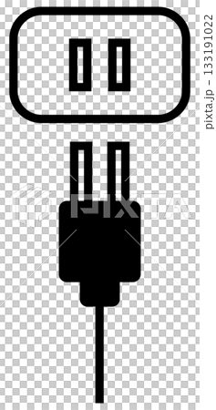 電源プラグとコンセントのフラットアイコン 133191022