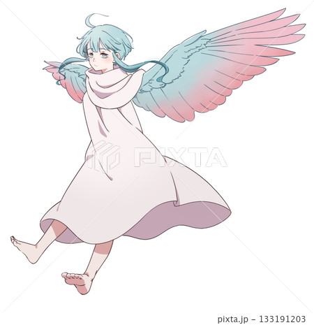 腕が翼になっているハーピーの女の子 133191203