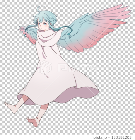 腕が翼になっているハーピーの女の子 133191203