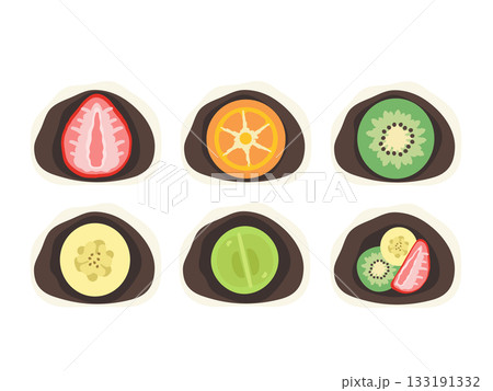 フルーツ大福　イラストセット 133191332