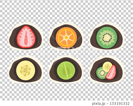 フルーツ大福　イラストセット 133191332