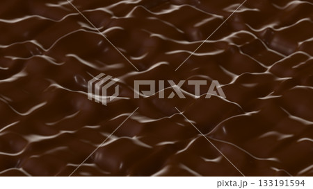 Dark Chocolate Wave Surface Background 3D Rendering 133191594