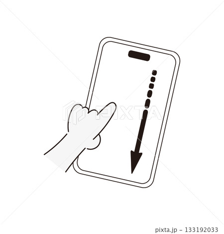 スマホを下にスワイプする操作イラスト スマホを下にスワイプする操作イラスト 133192033