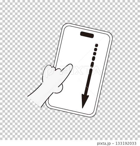 スマホを下にスワイプする操作イラスト スマホを下にスワイプする操作イラスト 133192033