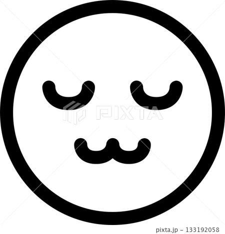 絵文字　顔文字　顔　笑顔　スマイル　寝る　睡眠　目を閉じる　アイコン　飾り　イラスト　デザイン　素材 133192058