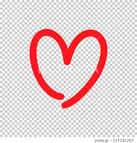 Simple line hand-drawn heart red cartoon symbol icon white background 133192267