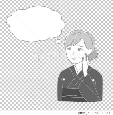 Senior woman in mourning clothes thinking 133192271