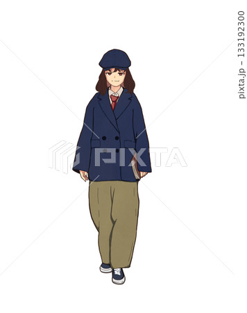 女性の立ち絵、秋冬コーデ 女性の立ち絵、秋冬コーデ 133192300