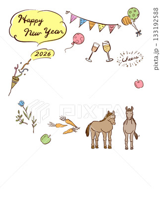 2026年賀状テンプレート　ポップでかわいいイラスト 133192588