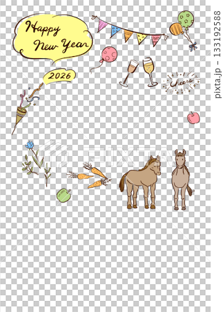 2026年賀状テンプレート　ポップでかわいいイラスト 133192588