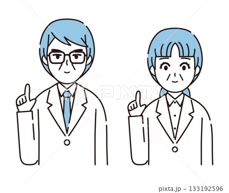 アドバイスする白衣を着た男性と女性のイラスト3 133192596