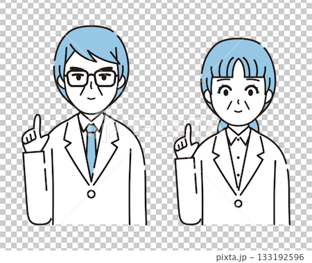 アドバイスする白衣を着た男性と女性のイラスト3 133192596