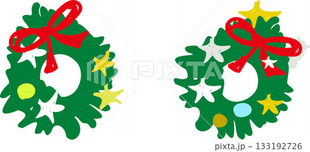 可愛い手描きのクリスマスリース 133192726
