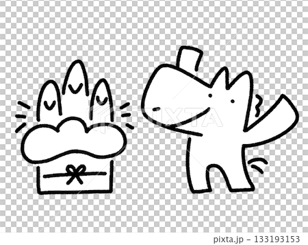 馬兒與門松新年素材一起慶祝新年 手繪單色 133193153