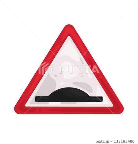 Illustration of speed bump sign  133193490