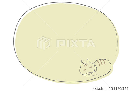 一筆書きの丸い茶トラ猫フレーム 一筆書きの丸い茶トラ猫フレーム 133193551