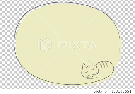 一筆書きの丸い茶トラ猫フレーム 一筆書きの丸い茶トラ猫フレーム 133193551