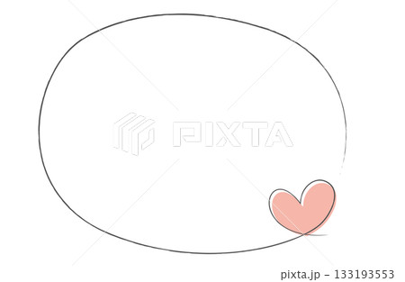 一筆書きの丸いハートフレーム 一筆書きの丸いハートフレーム 133193553