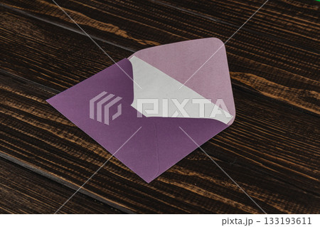 Envelope on a wooden table ready for mailing 133193611