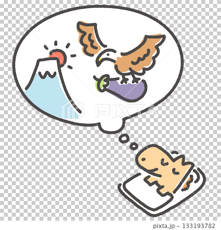 新年第一個吉祥夢－白馬。第一夢是富士山，第二夢是鷹，第三夢是茄子。新年食材。 133193782