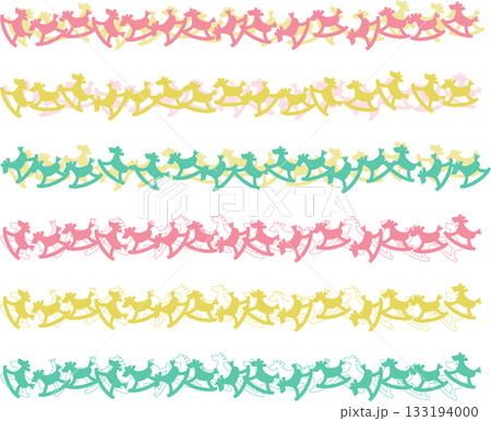 下線・フレームのイラスト／木馬　かわいい色セット 133194000