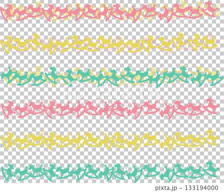 下線・フレームのイラスト／木馬　かわいい色セット 133194000