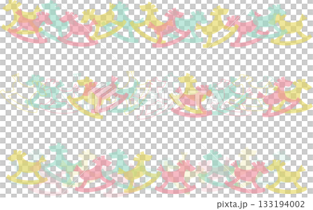 插圖底線和邊框 / 搖搖馬 - 淡雅可愛的配色方案 133194002