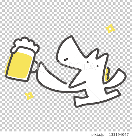 ビールで乾杯する笑顔の白馬　新年会　お祝い　忘年会 133194047