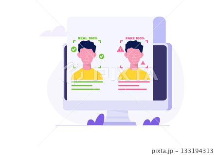 Deepfake, Deep face technology concept.  Vector illustration. 133194313