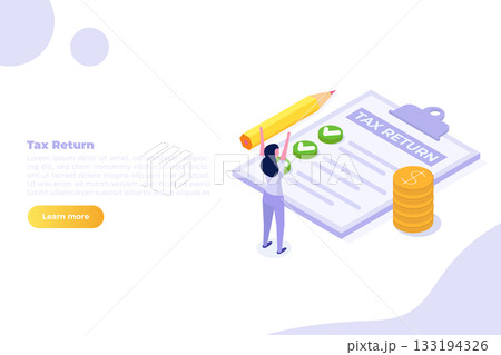 Tax return concept Isometric vector illustration. Tax return concept Isometric vector illustration. 133194326