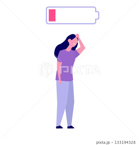 Woman vital energy, Burnout, headache concept. Flat vector illustration 133194328