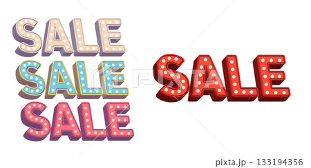 チラシなどに使えるアメリカンサイン風のSALEのロゴイラスト 133194356