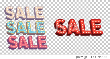 チラシなどに使えるアメリカンサイン風のSALEのロゴイラスト 133194356