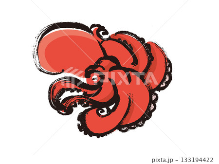 タコの墨絵イラスト タコの墨絵イラスト 133194422