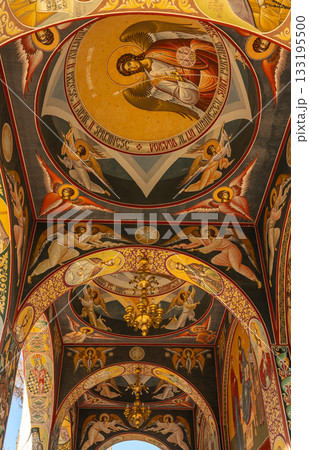 Vibrant Exterior Frescoes, Church of Saint Ioan Iacob, Neamt Monastery, Romania 133195500