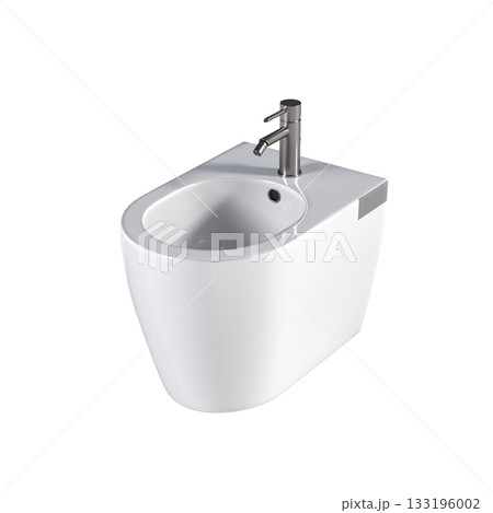Lavatory pan isolated on a transparent background, bidet, 3D illustration, and CG render 133196002