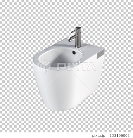 Lavatory pan isolated on a transparent background, bidet, 3D illustration, and CG render 133196002