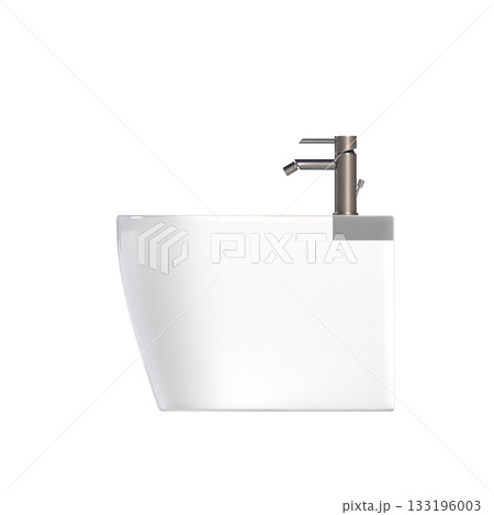 Lavatory pan isolated on a transparent background, bidet, 3D illustration, and CG render 133196003