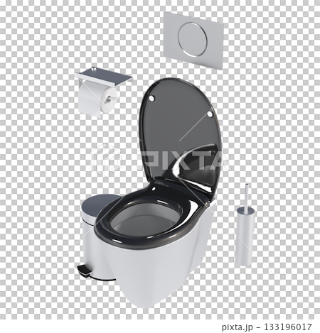 Lavatory pan isolated on a transparent background, bidet, 3D illustration, and CG render 133196017