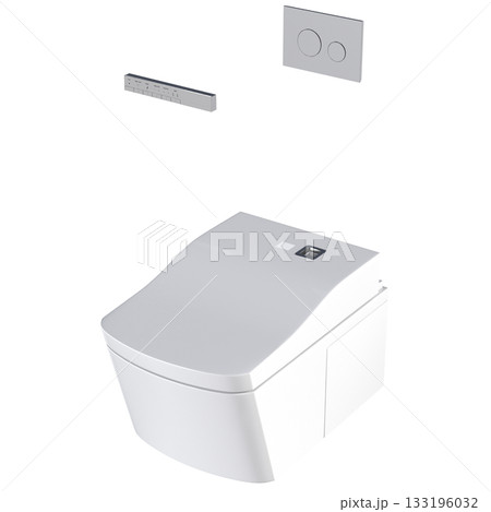 Lavatory pan isolated on a transparent background, bidet, 3D illustration, and CG render 133196032