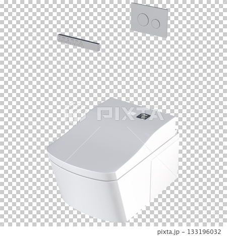 Lavatory pan isolated on a transparent background, bidet, 3D illustration, and CG render 133196032