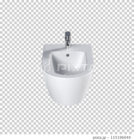 Lavatory pan isolated on a transparent background, bidet, 3D illustration, and CG render 133196049