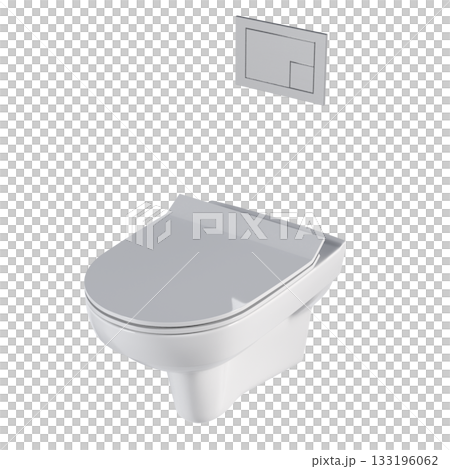 Lavatory pan isolated on a transparent background, bidet, 3D illustration, and CG render 133196062