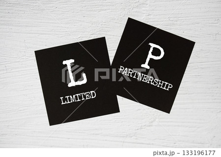 LP - Limited Partnership text on stick note on concrete background LP - Limited Partnership text on stick note on concrete background 133196177