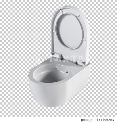 Lavatory pan isolated on a transparent background, bidet, 3D illustration, and CG render 133196263